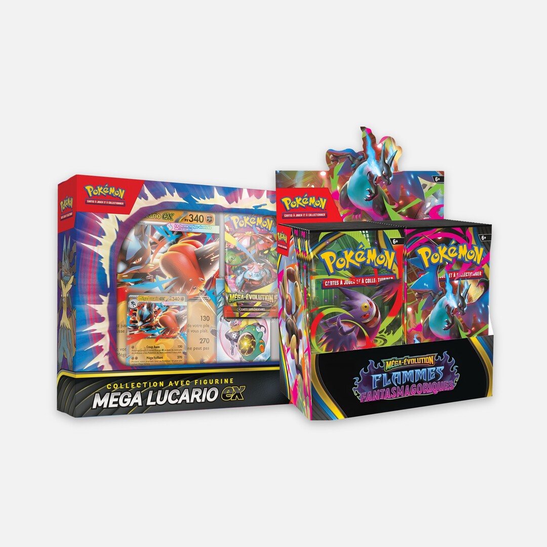 Display ME02 + coffret Méga-Lucario figurine