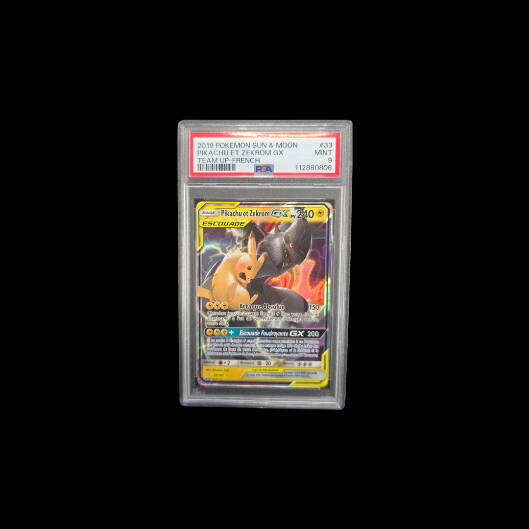 Pikachu et Zekrom GX · Duo de Choc · PSA 9