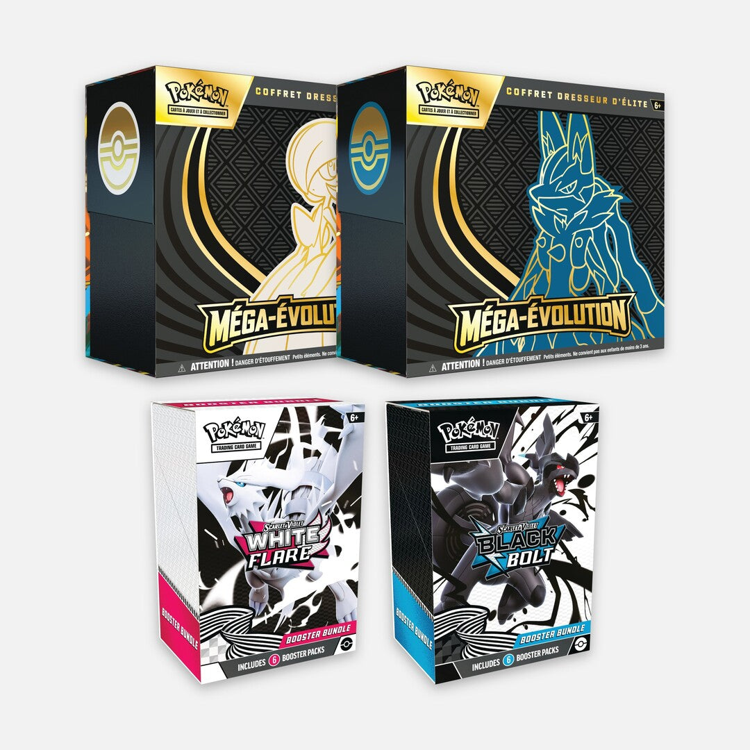 2 ETB ME01 + 2 bundle Foudre Noire & Flamme Blanche